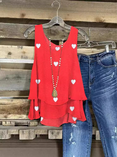 Woman Stacked Top Printed Heart Amarae