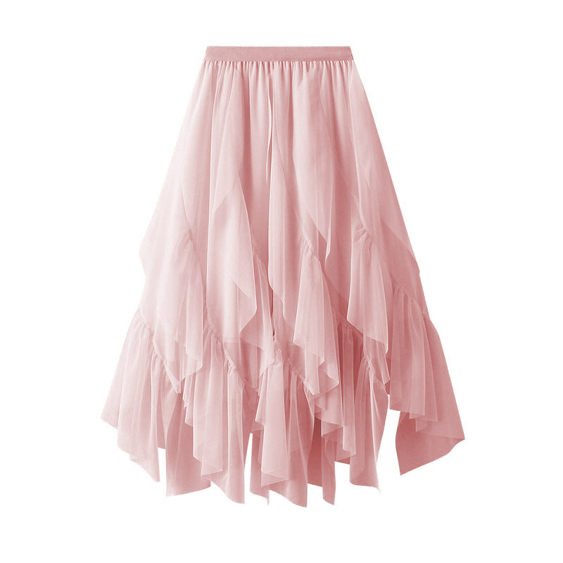 Voluminous tulle skirt for women with asymmetric hem and multi-layer design Lune London