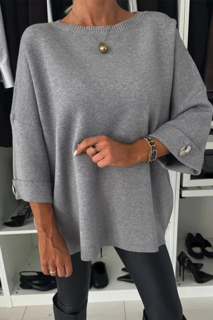 Women Oversized Sweater with decorative button details Lune London