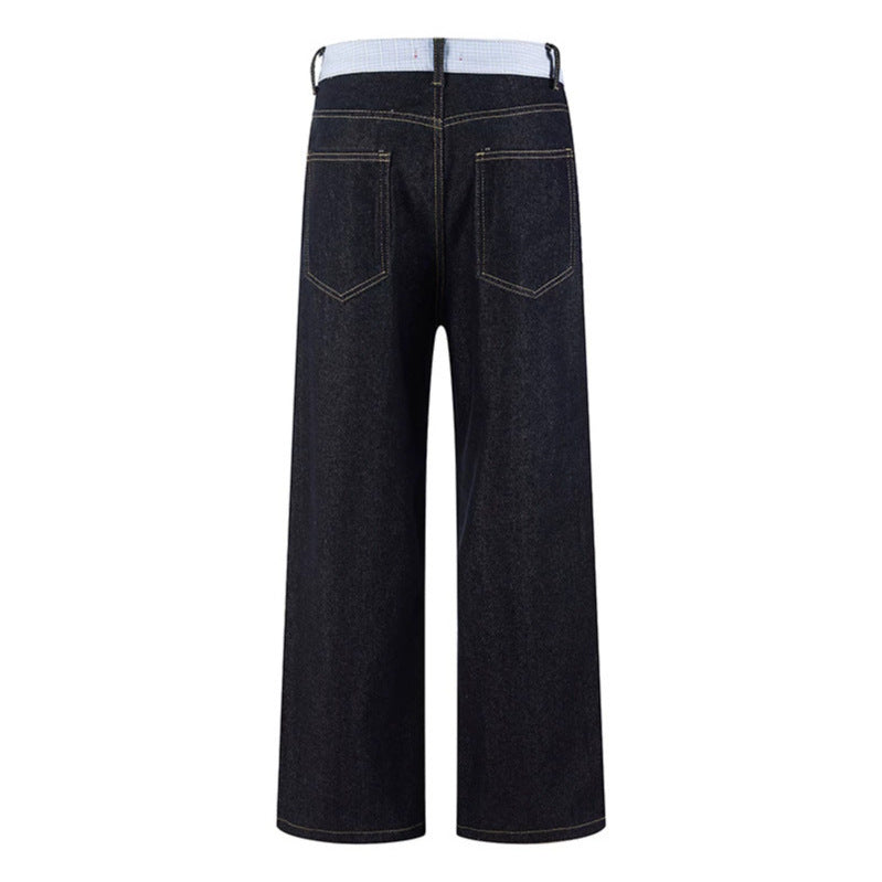 Women's wide denim culottes with checkered pattern pockets and high waist Amarae