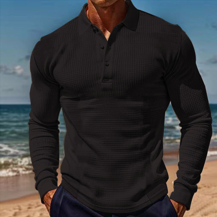 Long sleeve polo shirt for men with structured design Lune London