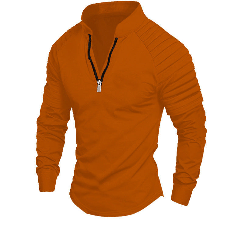 Men's training T-shirt with high collar and discreet zipper Lune London