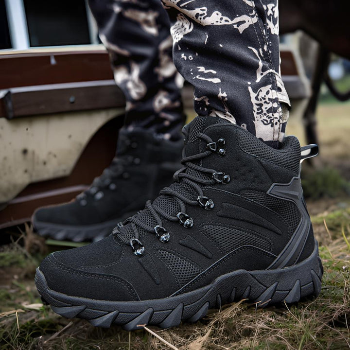 Men's Ankle-Height All-Terrain Tactical Hiking Boot with Reinforced Toe Cap and Multidirectional Grip Amarae