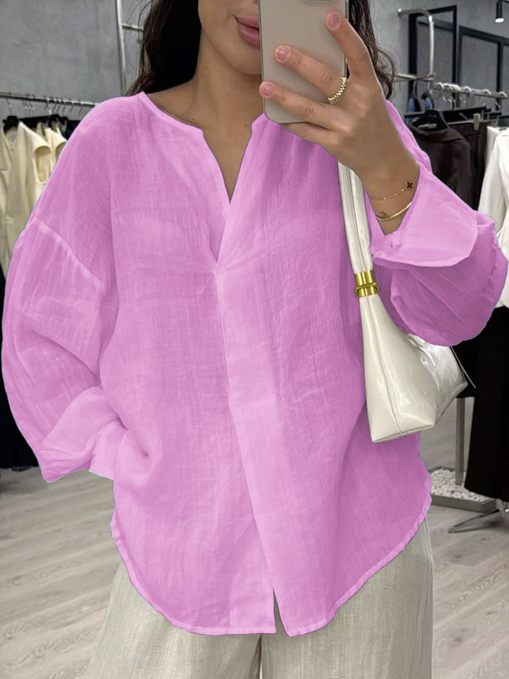 Casual V-neck linen top for women with relaxed fit Lune London