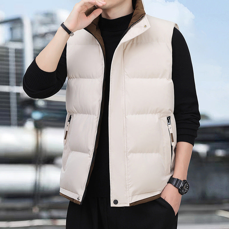 Men's quilted thermal vest with stand-up collar, windproof surface and zip pockets Amarae