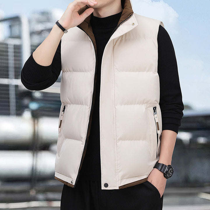 Men's quilted thermal vest with stand-up collar, windproof surface and zip pockets Amarae