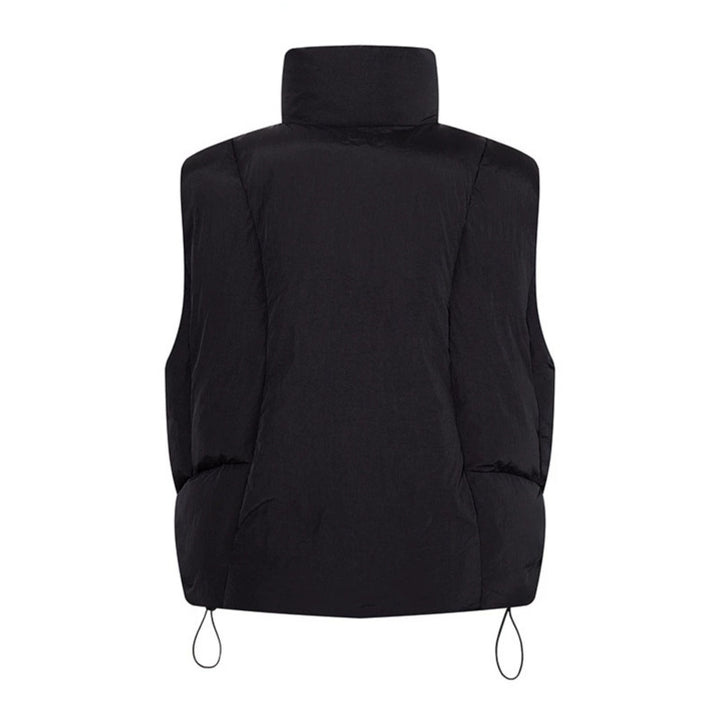 Women's padded quilted vest with high stand-up collar, two-way zipper and drawstring Amarae
