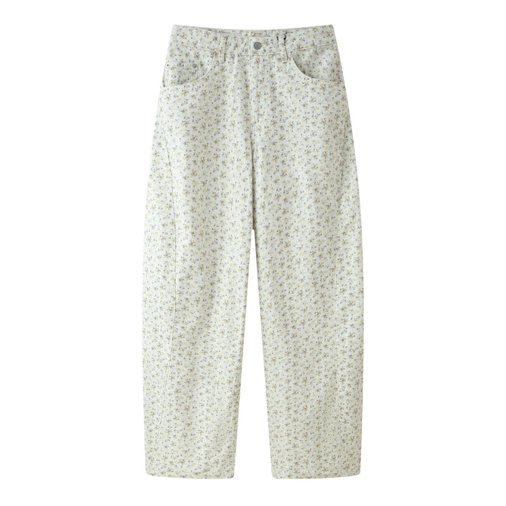 Women's high-waisted wide pants with floral all-over print and straight leg Amarae