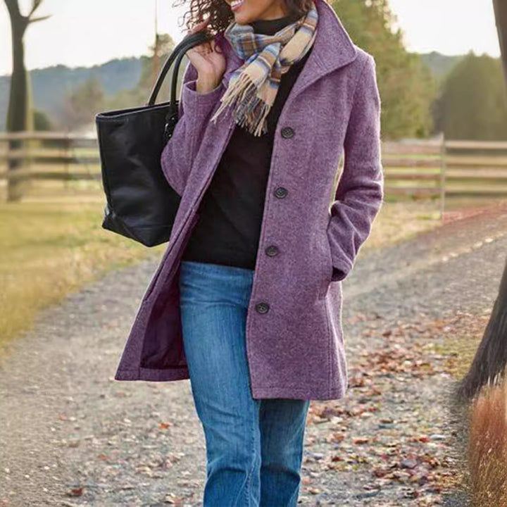 Elegant wool coat for women with classic lapels Amarae