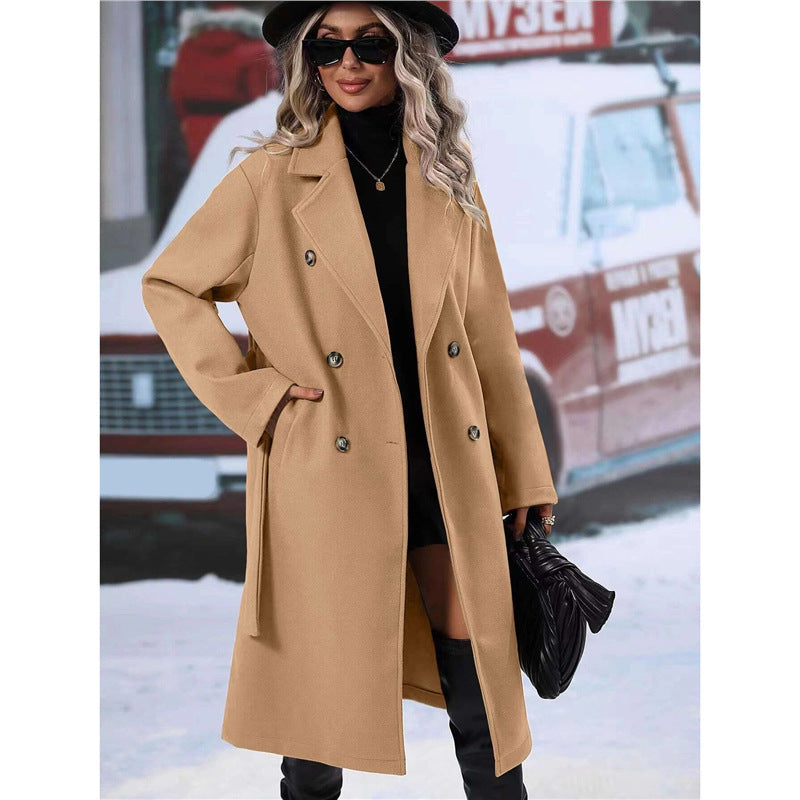 Lune London Double-Breasted Wool Coat for Women