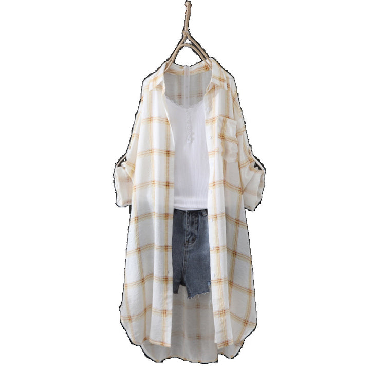 Long sleeve checkered blouse for women Lune London
