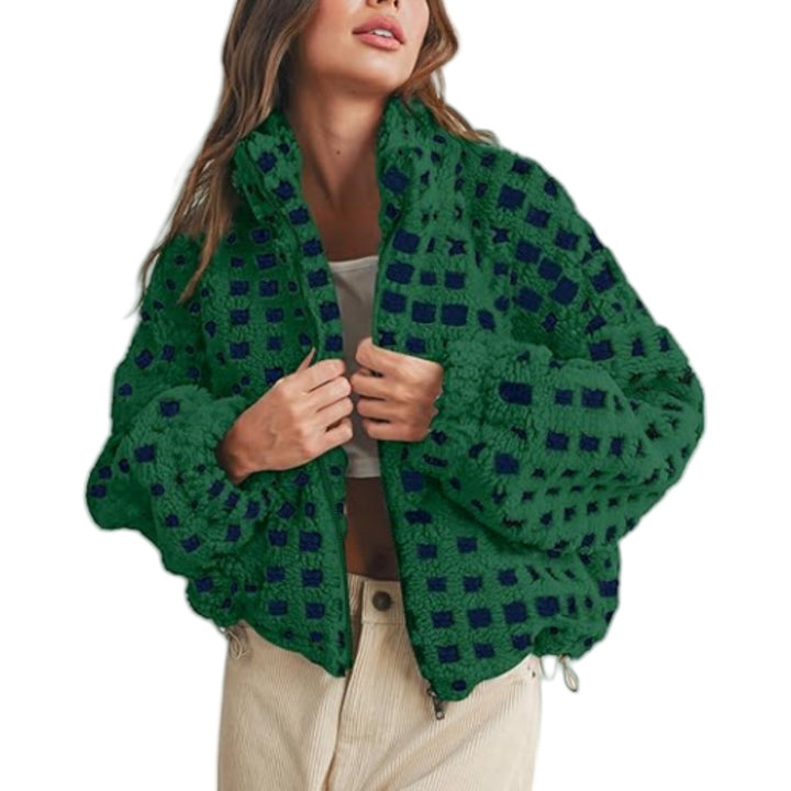 Dames veste en polaire douillette avec motif coloré et col montant Chic & Stil