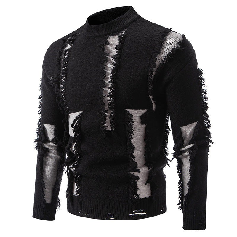 Modern knitted sweater for men with trendy fringes and a unique design Lune London