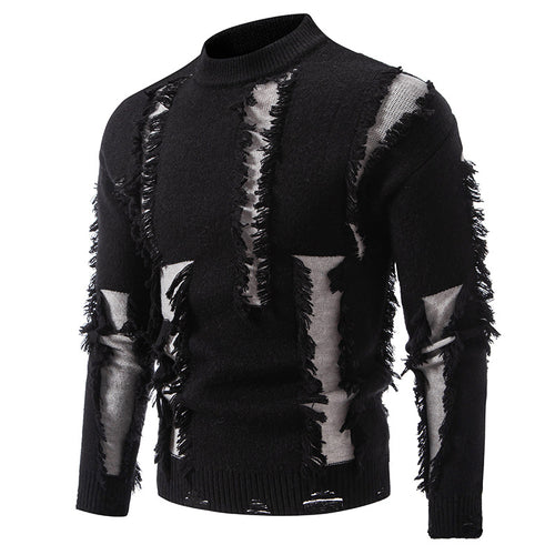 Modern knitted sweater for men with trendy fringes and a unique design Amarae