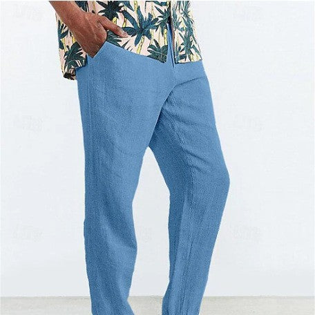 Casual linen pants for men with elastic waist and side pockets Lune London