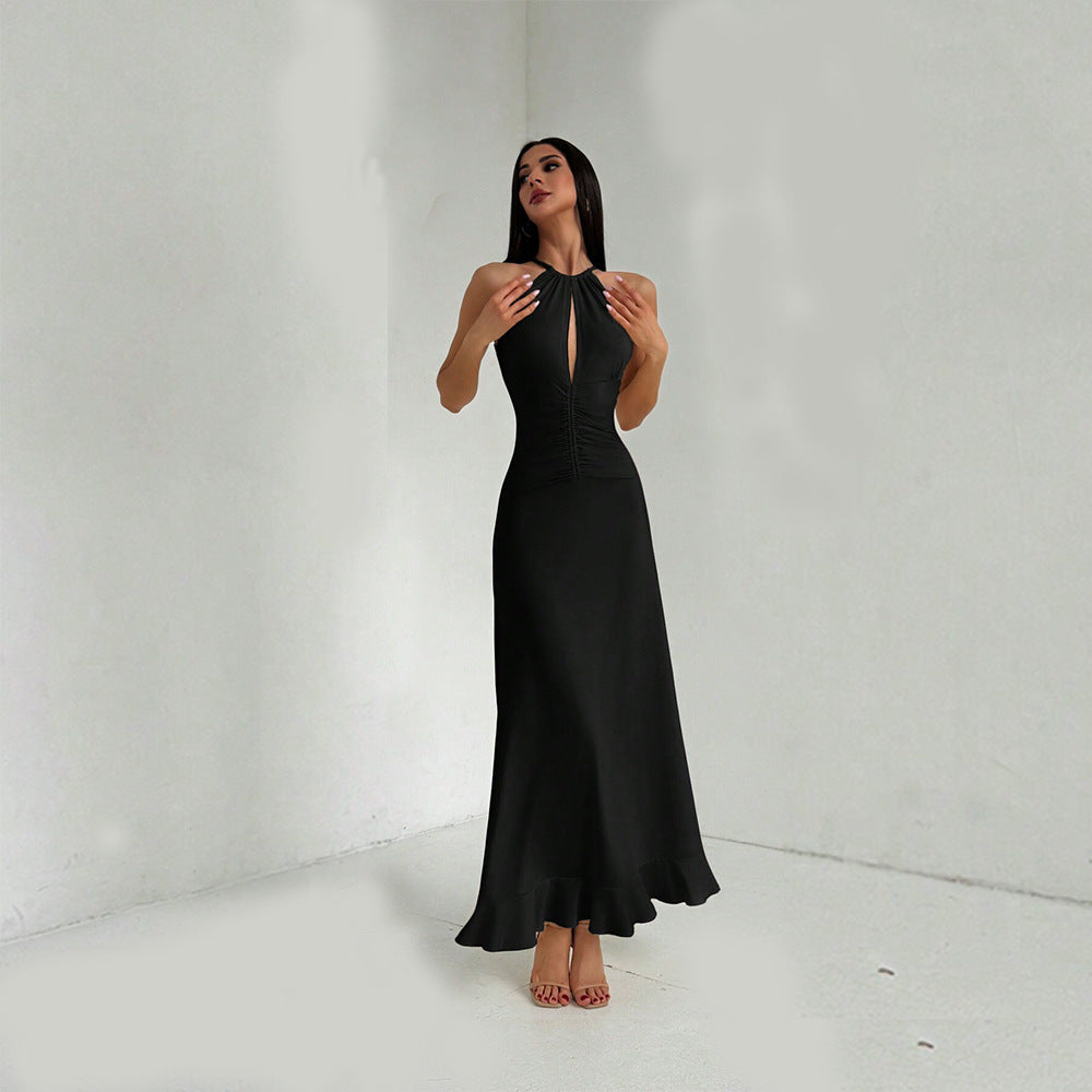 Robe maxi pour femmes avec un élégant décolleté en trou de serrure et un ourlet fluide Chic & Stil