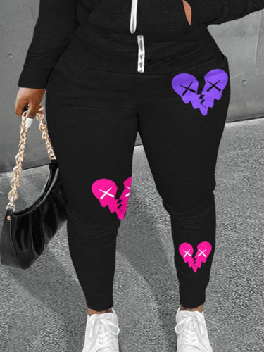 Ladies Comfortable Jogging Pants with Creative Heart Patterns Amarae