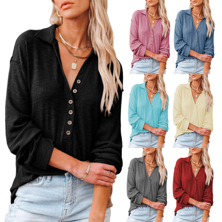 Casual long sleeve shirt for women with button placket and textured pattern Lune London