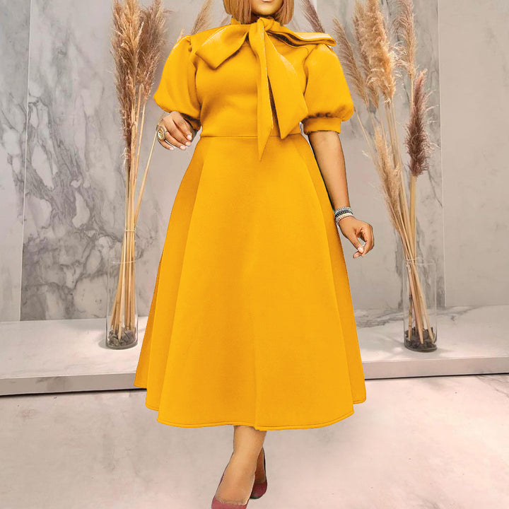 Lune London midi dress woman with bow neckline
