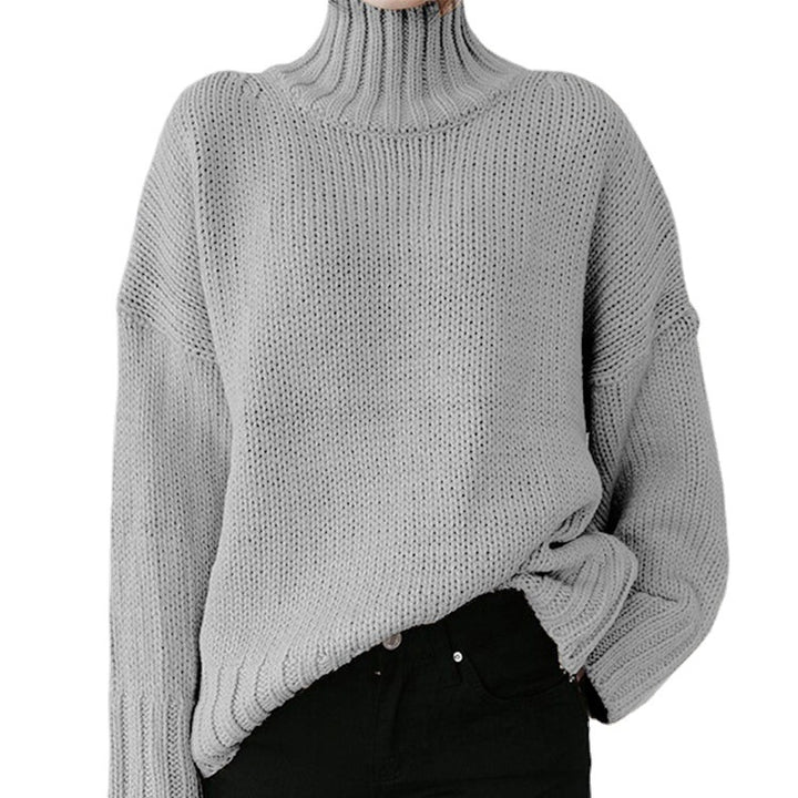 Thick knit women's pullover with high collar and relaxed fit Lune London