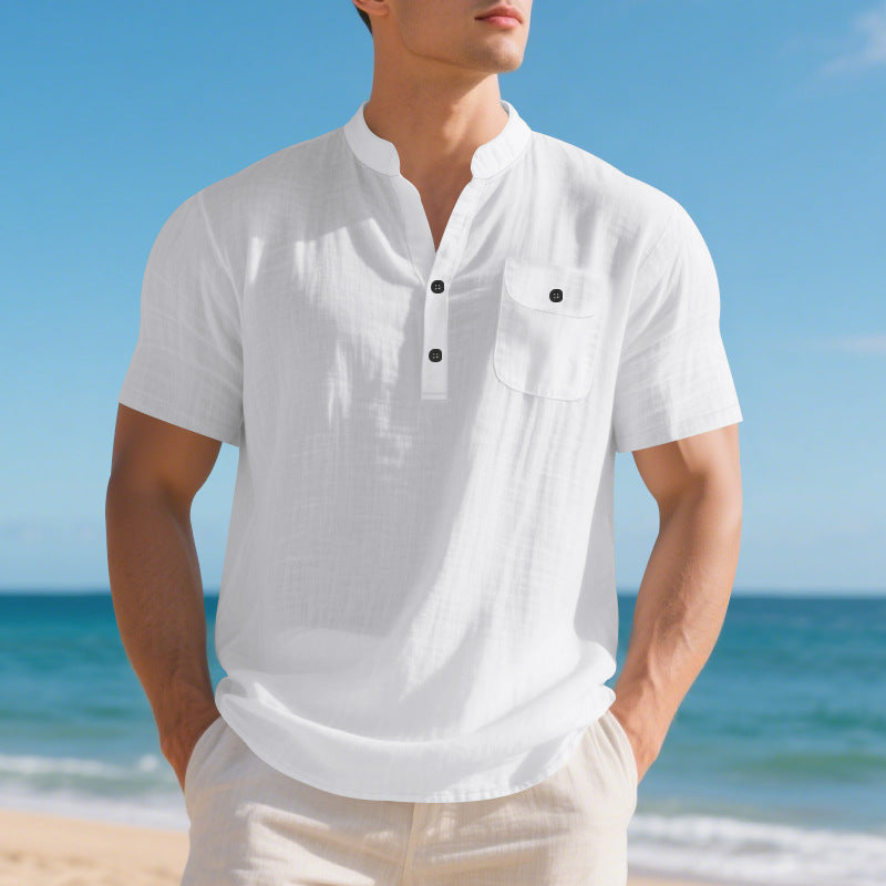 Fashion short sleeve shirt for men with button placket and chest pocket Lune London