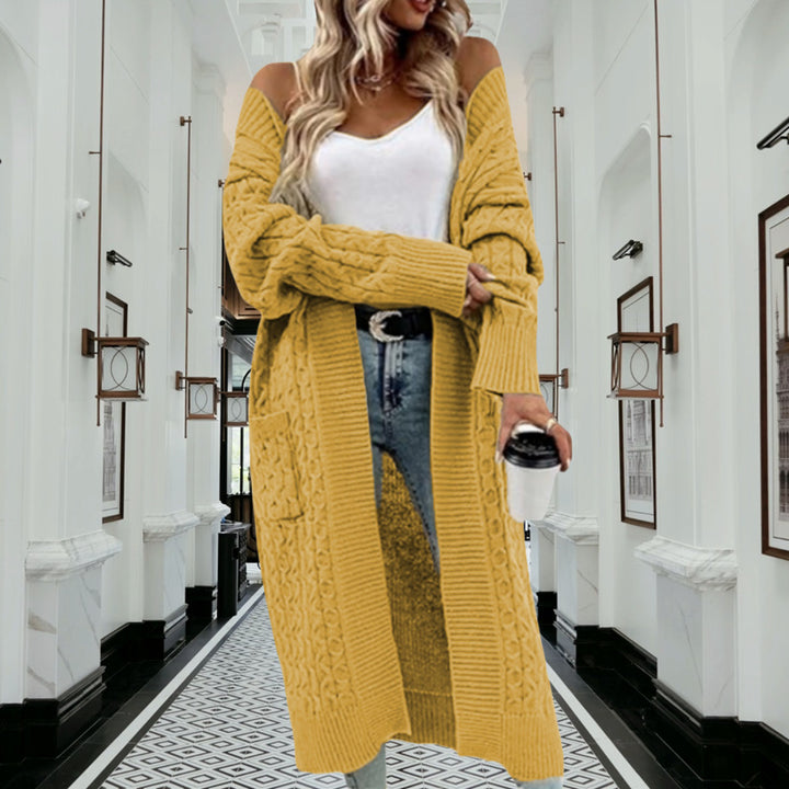 Ladies' chunky knit cardigan with open design and practical pockets Lune Londonl