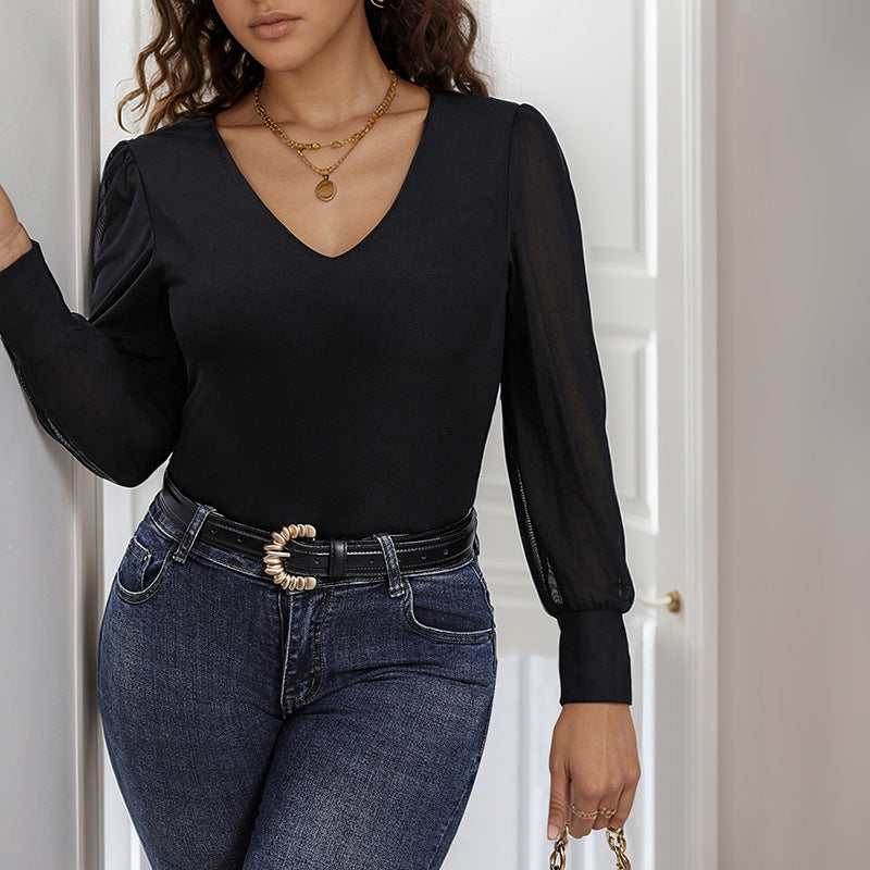 Ladies Long Sleeve V-Neck Body Lune London