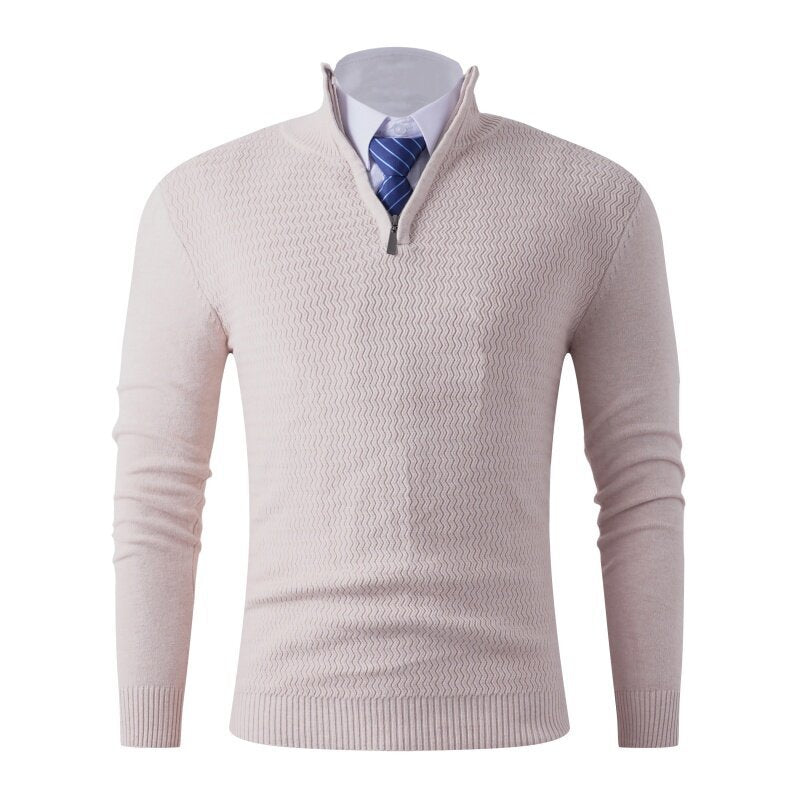 Men's knit sweater with modern high collar and structured design Lune London
