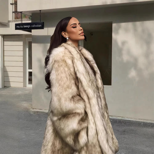 Ladies Elegant Faux Fur Coat Amarae
