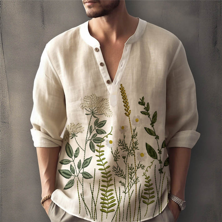 Elegant shirt for men embroidered with flowers Amarae