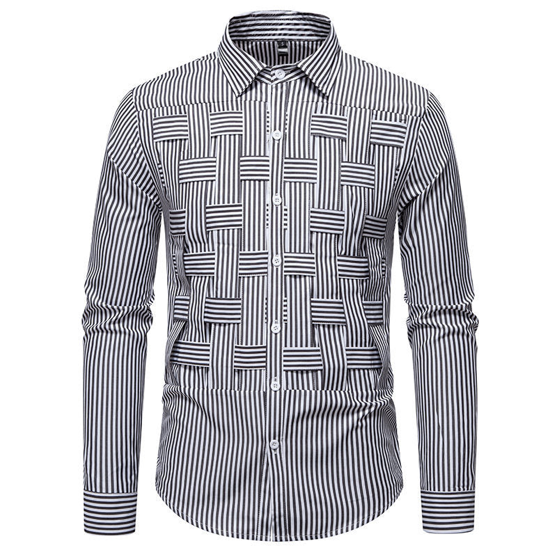 Men's long-sleeve shirt with a modern striped pattern and innovative structure Lune London
