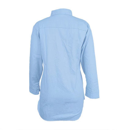 Women Oversized Denim Shirt Jacket with Patch Pockets and Casual Longline Fit Amarae