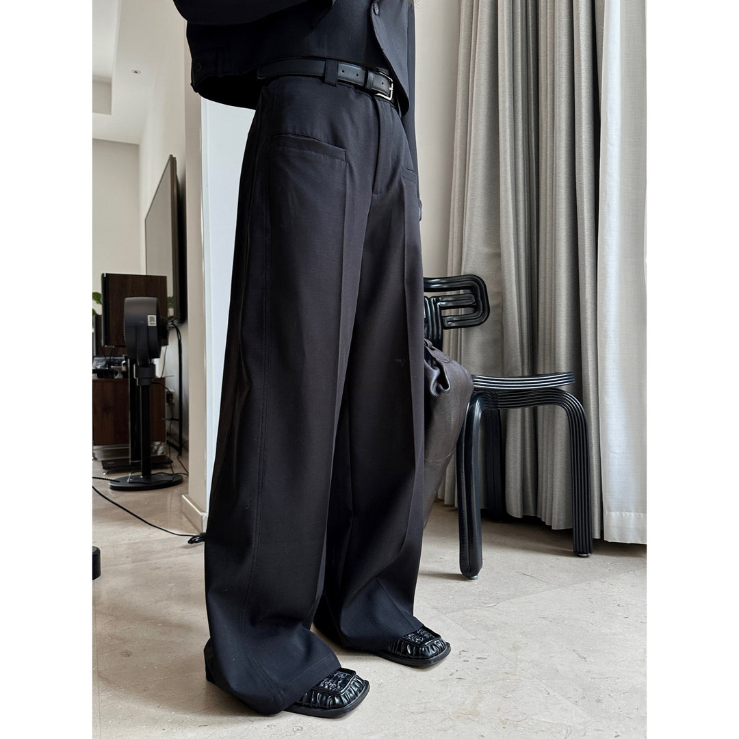 Women High-waisted Pleated Palazzo Pants with Sewn-in Side Pockets Amarae