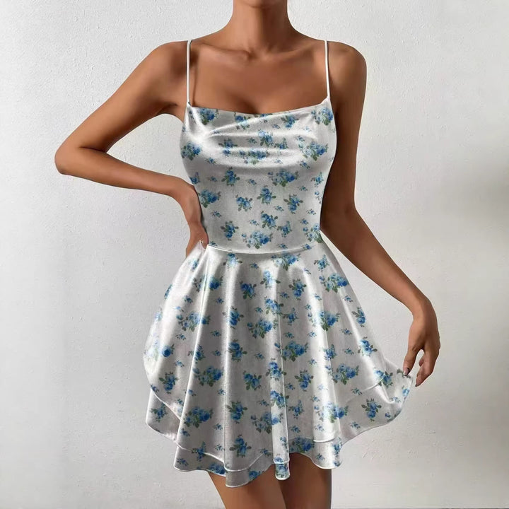 Ladies Charming Mini Dress with Layers and Spaghetti Straps Lune London