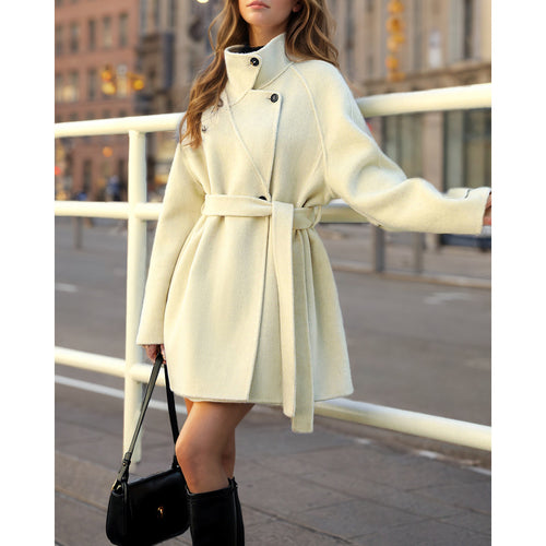 Fashion women's transitional jacket with belt and high collar Amarae