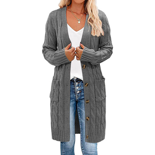 Women’s chunky knit cardigan with pockets and button detail Amarae