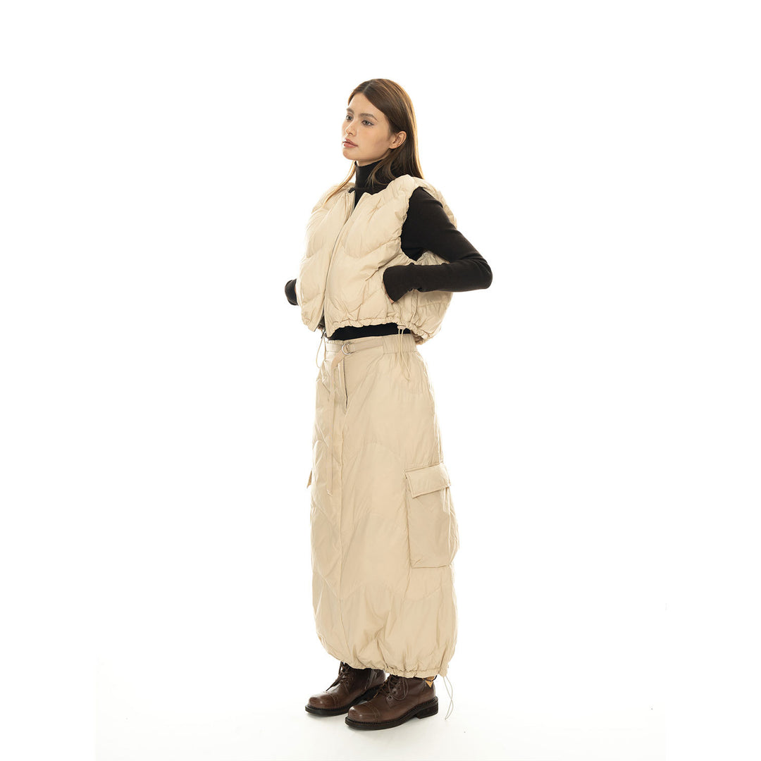 Women's cropped quilted vest with drawstring and zipper Amarae