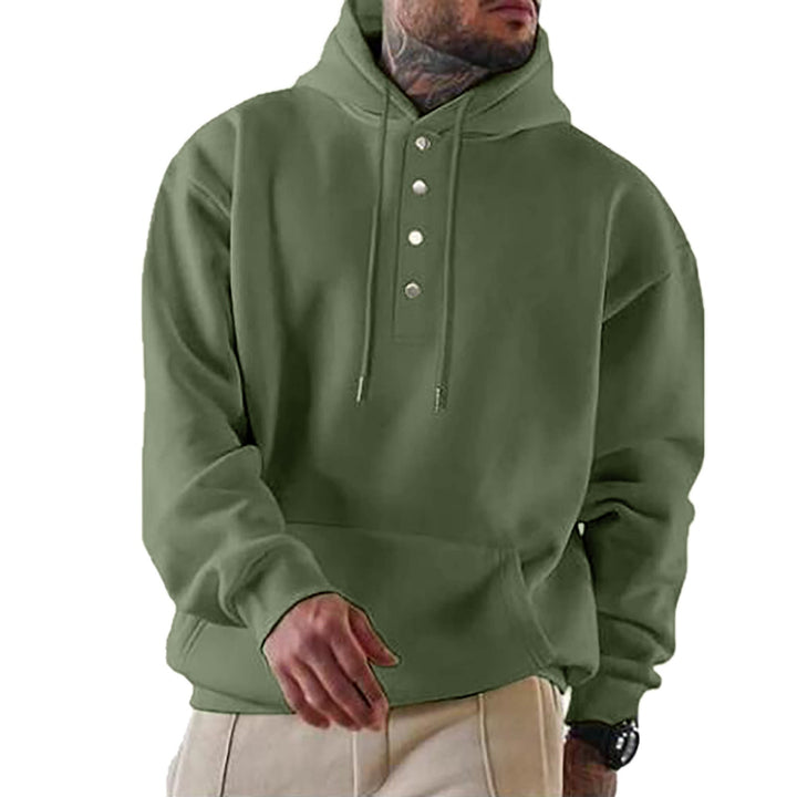 Men's Hoodie with Button Placket and Xxl Fit Chic Und Stil