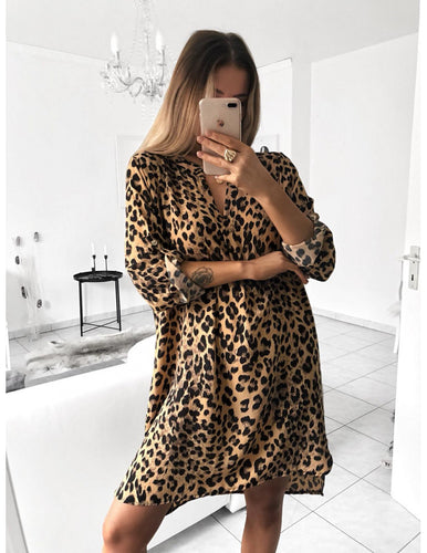 Shirt dress for women with geometric pattern and waist belt Amarae