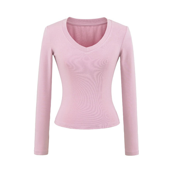Long sleeve V-neck fitted women's T-shirt Lune London