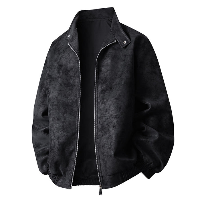 Stylish synthetic leather jacket for men with modern design and elastic cuffs Lune London