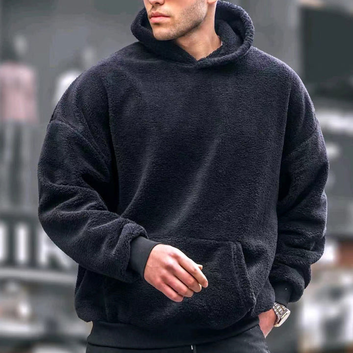 Men's cozy fleece hoodie with practical kangaroo pocket Lune London