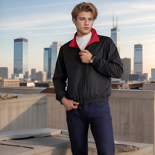 Lightweight jacket for men with high collar and practical zip pockets Amarae