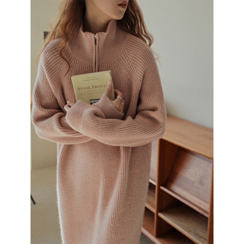 Robe tricotée pour femme avec col montant et fermeture éclair Chic & Stil