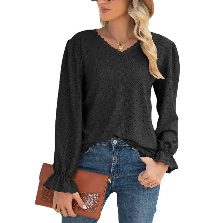 Ladies' blouse with openwork pattern and elasticated sleeve cuffs Lune London