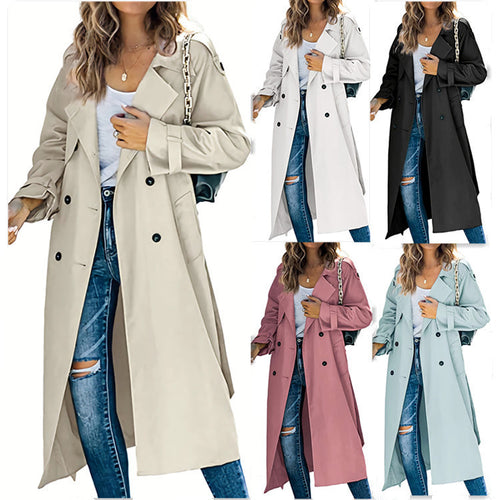 Women's trench coat in light and breathable fabric with double-breasted buttons and side pockets Amarae