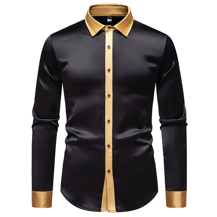 Long sleeve shirt for men with satin collar and modern accents Lune London