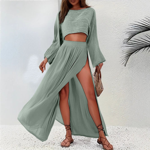 Ladies Elegant and Airy Maxi Dress with Floating Hem and Deep Slit Amarae