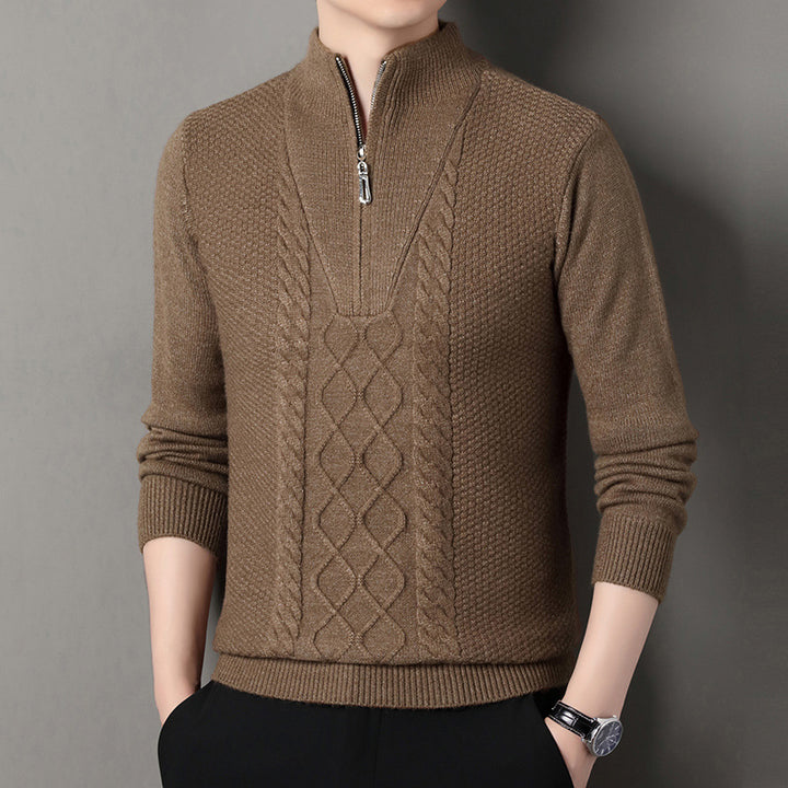 Knitted sweater for men with high collar and zip Lune London
