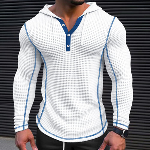 Stylish men's hoodie t-shirt with structured design and button placket Amarae